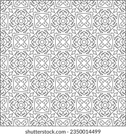 Stylish texture with figures from lines.Abstract geometric black and white pattern for web page, textures, card, poster, fabric, textile. Monochrome graphic repeating design. 