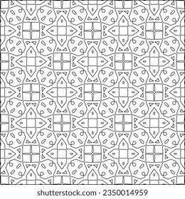  Stylish texture with figures from lines.Abstract geometric black and white pattern for web page, textures, card, poster, fabric, textile. Monochrome graphic repeating design. 