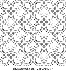  Stylish texture with figures from lines.Abstract geometric black and white pattern for web page, textures, card, poster, fabric, textile. Monochrome graphic repeating design. 