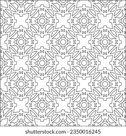  Stylish texture with figures from lines.Abstract geometric black and white pattern for web page, textures, card, poster, fabric, textile. Monochrome graphic repeating design. 