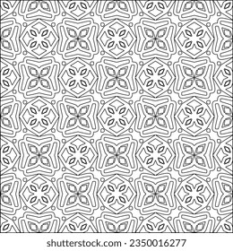  Stylish texture with figures from lines.Abstract geometric black and white pattern for web page, textures, card, poster, fabric, textile. Monochrome graphic repeating design. 