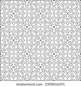  Stylish texture with figures from lines.Abstract geometric black and white pattern for web page, textures, card, poster, fabric, textile. Monochrome graphic repeating design. 