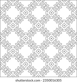  Stylish texture with figures from lines.Abstract geometric black and white pattern for web page, textures, card, poster, fabric, textile. Monochrome graphic repeating design. 