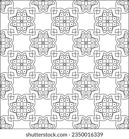  Stylish texture with figures from lines.Abstract geometric black and white pattern for web page, textures, card, poster, fabric, textile. Monochrome graphic repeating design. 