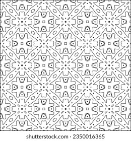  Stylish texture with figures from lines.Abstract geometric black and white pattern for web page, textures, card, poster, fabric, textile. Monochrome graphic repeating design. 