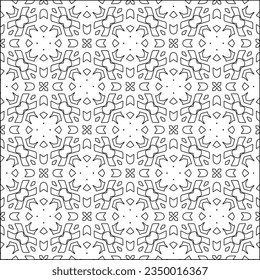  Stylish texture with figures from lines.Abstract geometric black and white pattern for web page, textures, card, poster, fabric, textile. Monochrome graphic repeating design. 