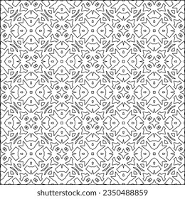  Stylish texture with figures from lines.Abstract geometric black and white pattern for web page, textures, card, poster, fabric, textile. Monochrome graphic repeating design. 