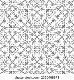  Stylish texture with figures from lines.Abstract geometric black and white pattern for web page, textures, card, poster, fabric, textile. Monochrome graphic repeating design. 