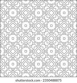  Stylish texture with figures from lines.Abstract geometric black and white pattern for web page, textures, card, poster, fabric, textile. Monochrome graphic repeating design. 