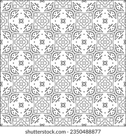  Stylish texture with figures from lines.Abstract geometric black and white pattern for web page, textures, card, poster, fabric, textile. Monochrome graphic repeating design. 