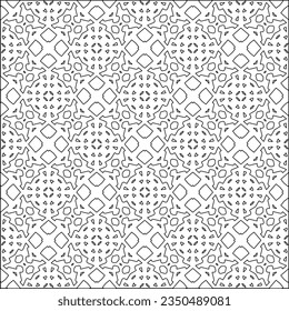  Stylish texture with figures from lines.Abstract geometric black and white pattern for web page, textures, card, poster, fabric, textile. Monochrome graphic repeating design. 