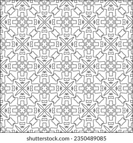  Stylish texture with figures from lines.Abstract geometric black and white pattern for web page, textures, card, poster, fabric, textile. Monochrome graphic repeating design. 