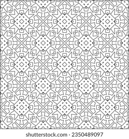  Stylish texture with figures from lines.Abstract geometric black and white pattern for web page, textures, card, poster, fabric, textile. Monochrome graphic repeating design. 