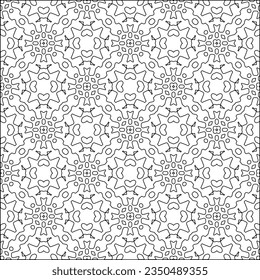  Stylish texture with figures from lines.Abstract geometric black and white pattern for web page, textures, card, poster, fabric, textile. Monochrome graphic repeating design. 