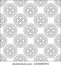 Stylish texture with figures from lines.Abstract geometric black and white pattern for web page, textures, card, poster, fabric, textile. Monochrome graphic repeating design. 