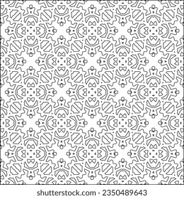 Stylish texture with figures from lines.Abstract geometric black and white pattern for web page, textures, card, poster, fabric, textile. Monochrome graphic repeating design. 