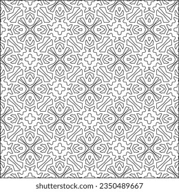 Stylish texture with figures from lines.Abstract geometric black and white pattern for web page, textures, card, poster, fabric, textile. Monochrome graphic repeating design. 