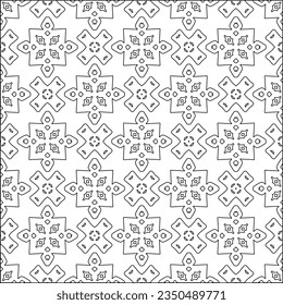 Stylish texture with figures from lines.Abstract geometric black and white pattern for web page, textures, card, poster, fabric, textile. Monochrome graphic repeating design. 