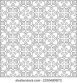 Stylish texture with figures from lines.Abstract geometric black and white pattern for web page, textures, card, poster, fabric, textile. Monochrome graphic repeating design. 