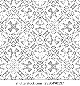  Stylish texture with figures from lines.Abstract geometric black and white pattern for web page, textures, card, poster, fabric, textile. Monochrome graphic repeating design. 