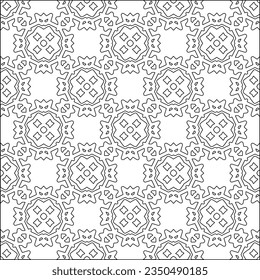 Stylish texture with figures from lines.Abstract geometric black and white pattern for web page, textures, card, poster, fabric, textile. Monochrome graphic repeating design. 