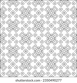 Stylish texture with figures from lines.Abstract geometric black and white pattern for web page, textures, card, poster, fabric, textile. Monochrome graphic repeating design. 