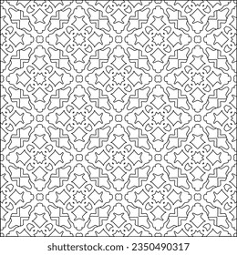  Stylish texture with figures from lines.Abstract geometric black and white pattern for web page, textures, card, poster, fabric, textile. Monochrome graphic repeating design. 
