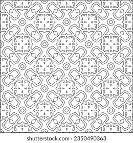 Stylish texture with figures from lines.Abstract geometric black and white pattern for web page, textures, card, poster, fabric, textile. Monochrome graphic repeating design. 
