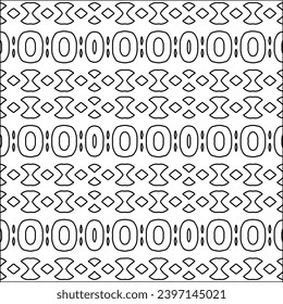 Stilvolle Textur mit Figuren aus Linien.schwarz-weißes Muster für Web-Seite, Texturen, Karte, Poster, Stoff, Textilien. Monochrome grafische Wiederholungsdesign. Abstrakter Hintergrund.