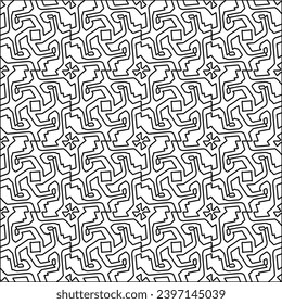 Stylish texture with figures from lines.black and white pattern for web page, textures, card, poster, fabric, textile. Monochrome graphic repeating design. Abstract background.