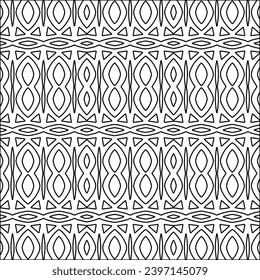 Stylish texture with figures from lines.black and white pattern for web page, textures, card, poster, fabric, textile. Monochrome graphic repeating design. Abstract background.