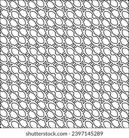 Stylish texture with figures from lines.black and white pattern for web page, textures, card, poster, fabric, textile. Monochrome graphic repeating design. Abstract background.