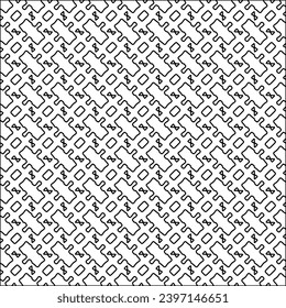 Stylish texture with figures from lines.black and white pattern for web page, textures, card, poster, fabric, textile. Monochrome graphic repeating design. Abstract background.