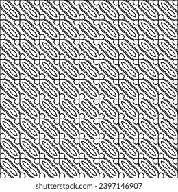 Stylish texture with figures from lines.black and white pattern for web page, textures, card, poster, fabric, textile. Monochrome graphic repeating design. Abstract background.