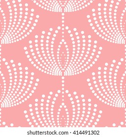 Stylish texture with points. A seamless background. Flowers of dots background. Pink and white ornament