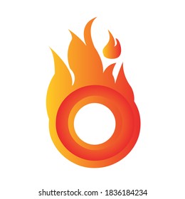 stylischer strukturierter Ring O Feuflames Logo Vektorgrafiken Illustrationen auf weißem Hintergrund