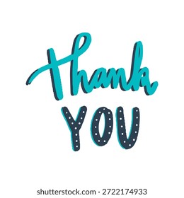 Elegante texto de 'Gracias' en negrita, azul y negro. Diseño de 'Gracias' con un patrón punteado y juguetón. Perfecto para tarjetas de gratitud. Gracias Vector de estilo de tipografía. Vector de diseño de palabras.