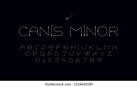 Stylish thin alphabet font in space style. Typography modern space font set for logo, poster, games, interface and movie. Vector Illustration. EPS 10