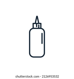 Stylish thin line icon bottle of sauce isolated on white background - Vector illustration