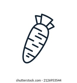 Stylish thin line icon of carrot isolated on white background - Vector illustration