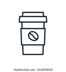 Stylish thin line icon glass of coffee on a white background - Vector illustration
