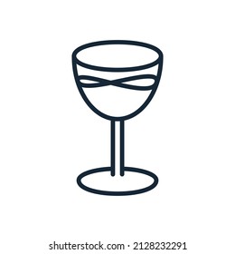 Stylish thin line icon of a glass of wine on a white background - Vector illustration