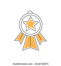 Stylish thin line icon of a medal on a white background - Vector illustration