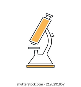Stylish thin line icon of a microscope on a white background - Vector illustration