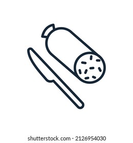 Stylish thin line sausage icon isolated on white background - Vector illustration
