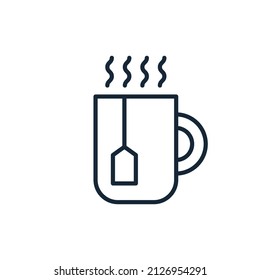 Stylish thin line tea mug icon isolated on white background - Vector illustration