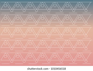 Stylish thin white ornament on a gradient pink and blue background