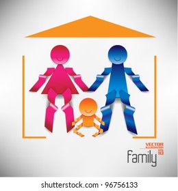 stylish three dimensional family icon design