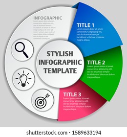 Stylish Three Steps Business Infographics Template Design