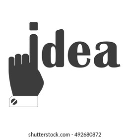 Stylish thumbs-up icon with the word idea. Vector illustration for web design.